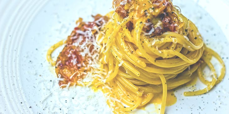 Un piatto di spaghetti alla Carbonara.