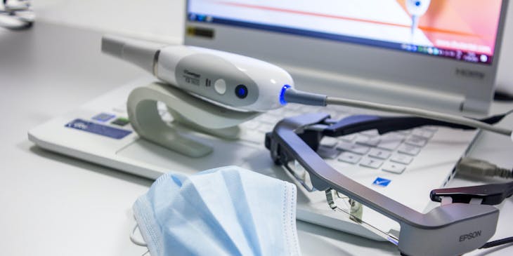 Devices used to biometrically test people at a biometrics business.