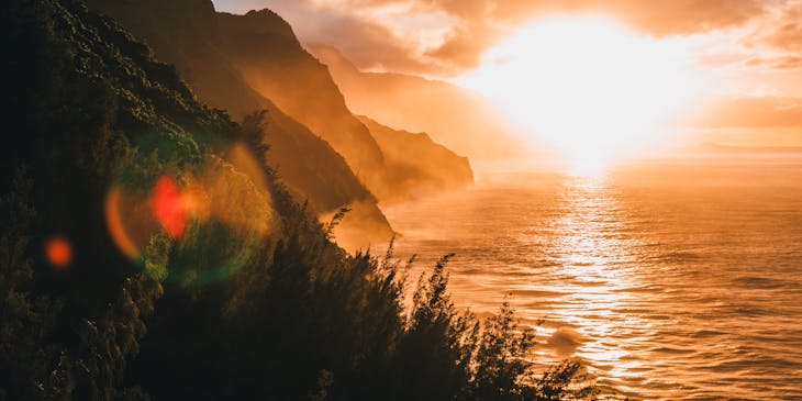 Un coucher de soleil à Hawaï.