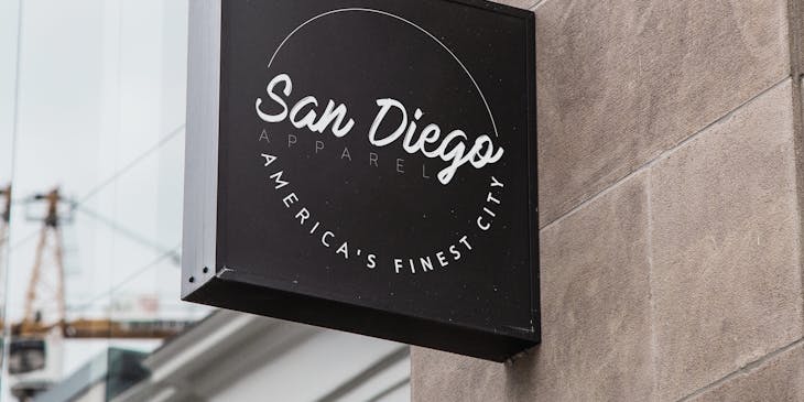 sign for San Diego Apparel