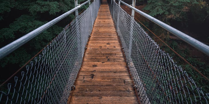 Puente colgante en Gumbalimba Park en un negocio de tours a Gumbalimba Park.