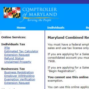 Set up Maryland tax and insurance accounts.