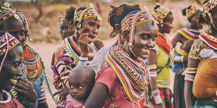 A group of Swahili-speaking people from a settlement in Kenya.