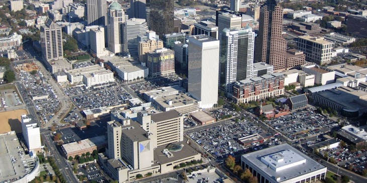 Aerial view of Charlotte, North Carolina.