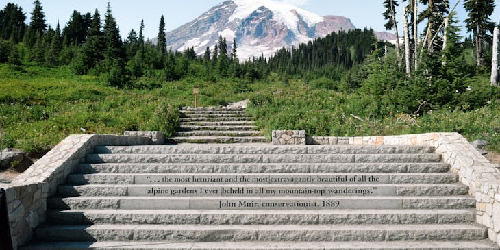 concrete pathway of Mount Rainier National Park